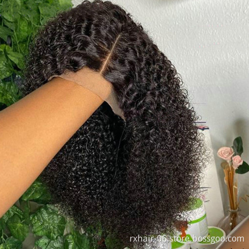 Top Quality HD Afro 3D Raw Perruque Mink Luvin Kinky Brazilian Silk Top Curly Bob Human Hair Curl Short Lace Frontal Wig